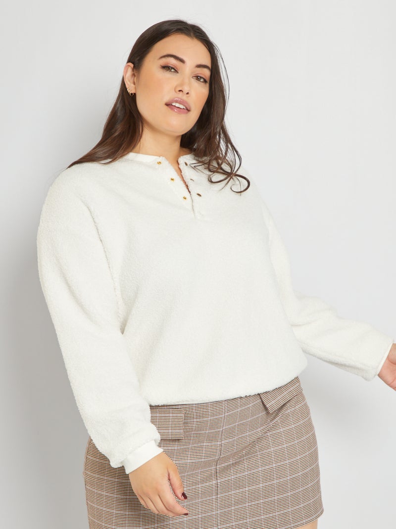 Sweatshirt efeito lã de carneiro BRANCO - Kiabi