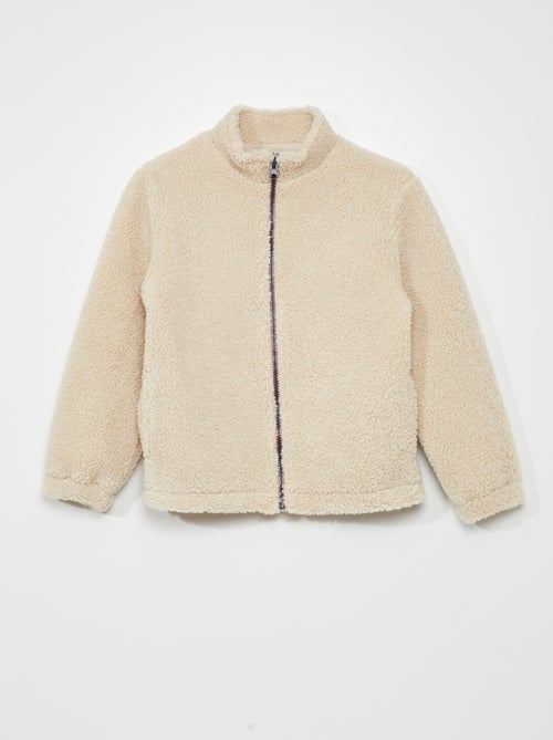 Sweatshirt efeito lã de carneiro com fecho - Kiabi