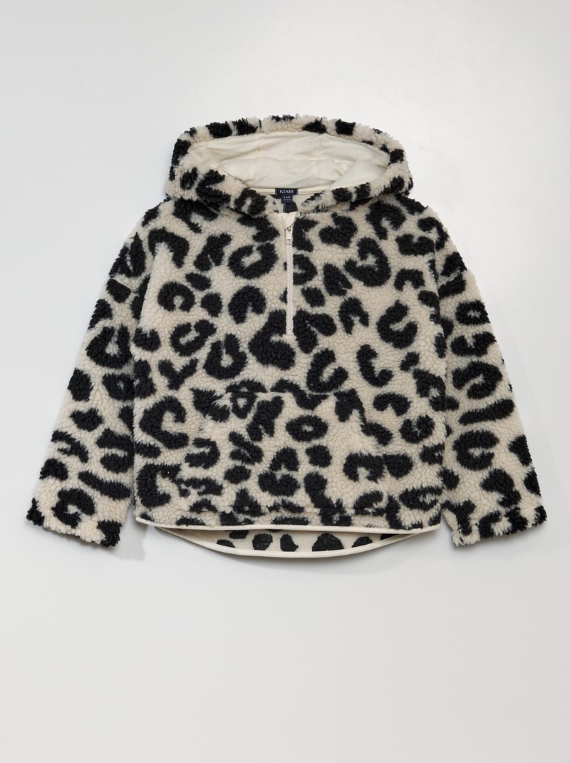 Sweatshirt efeito lã de carneiro com gola de fecho BEGE - Kiabi