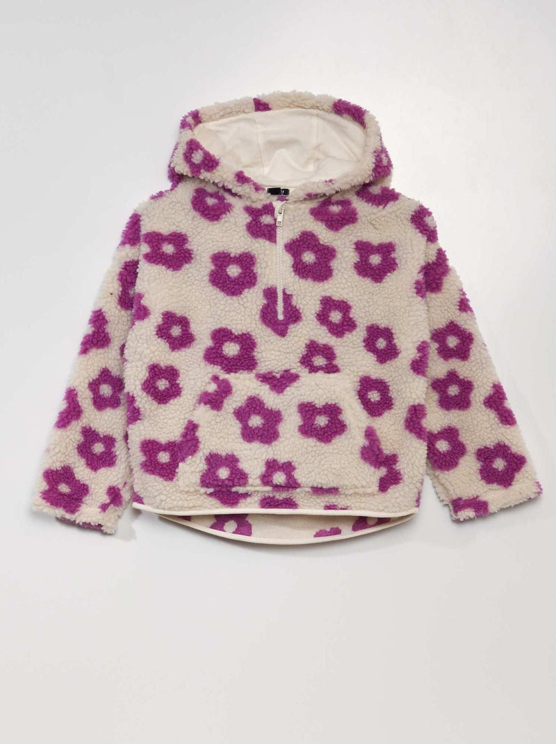 Sweatshirt efeito lã de carneiro com gola de fecho BEGE - Kiabi
