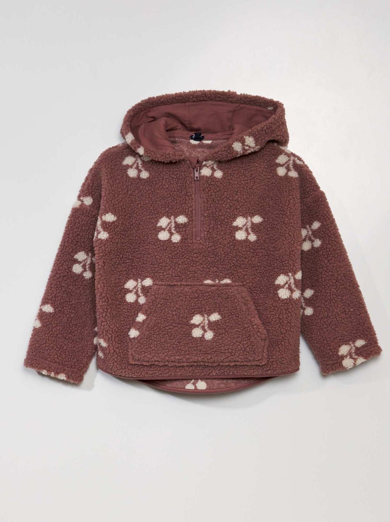 Sweatshirt efeito lã de carneiro com gola de fecho ROSA - Kiabi
