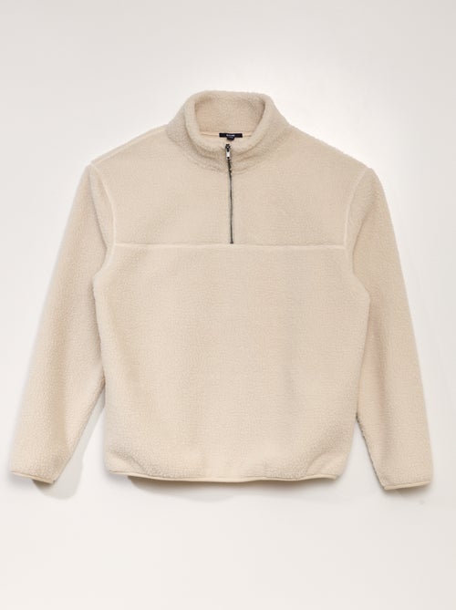 Sweatshirt efeito lã de carneiro com gola subida - Kiabi