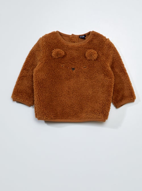 Sweatshirt efeito lã de carneiro com 'orelhas' - Kiabi