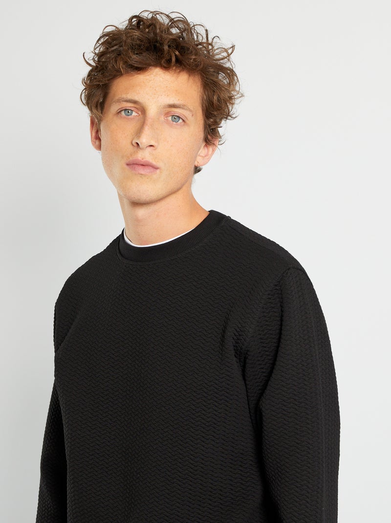 Sweatshirt efeito 'quilted' Preto - Kiabi