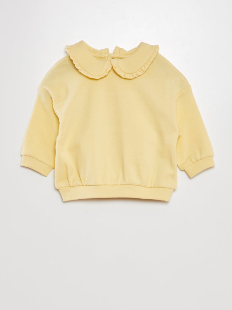 Sweatshirt em algodão com gola claudine AMARELO - Kiabi
