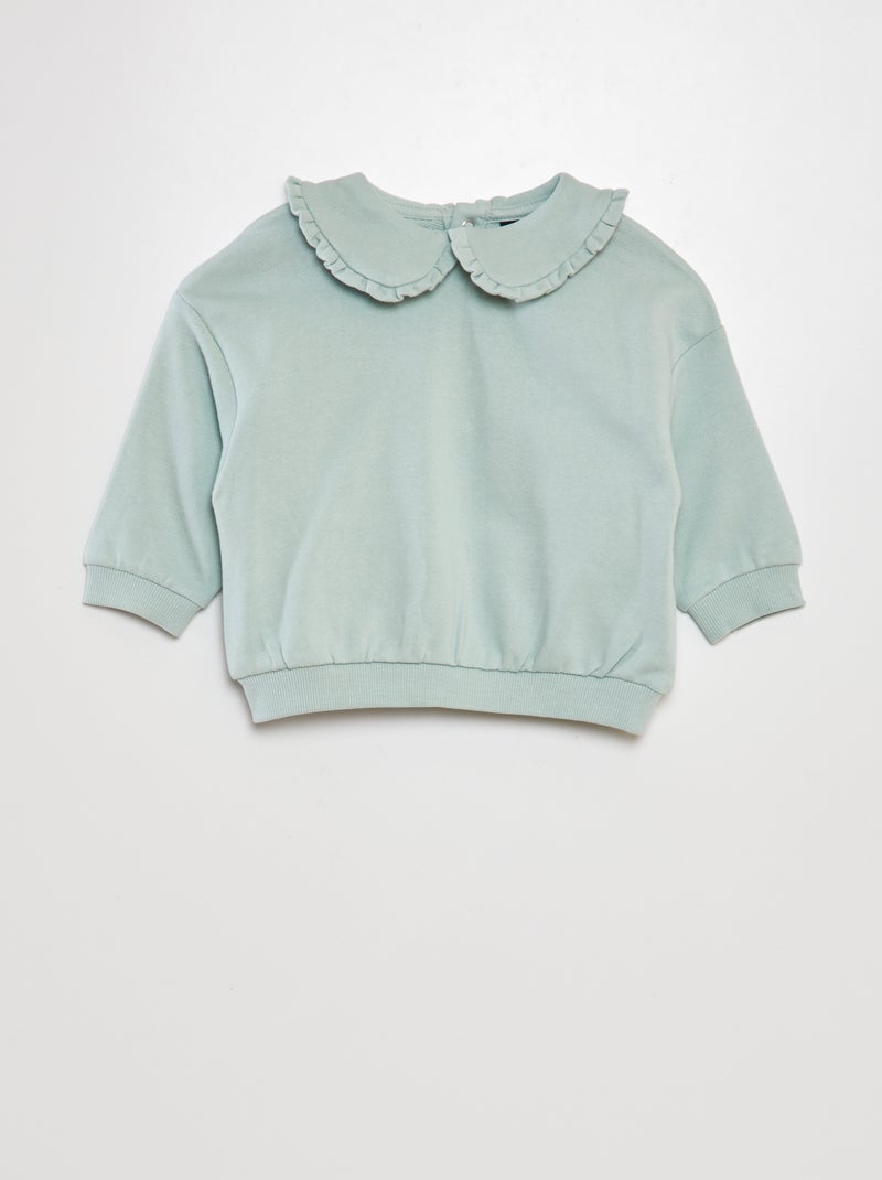 Sweatshirt em algodão com gola claudine Azul - Kiabi