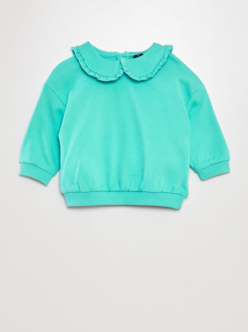 Sweatshirt em algodão com gola claudine AZUL - Kiabi