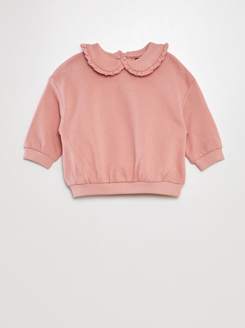 Sweatshirt em algodão com gola claudine ROSA - Kiabi