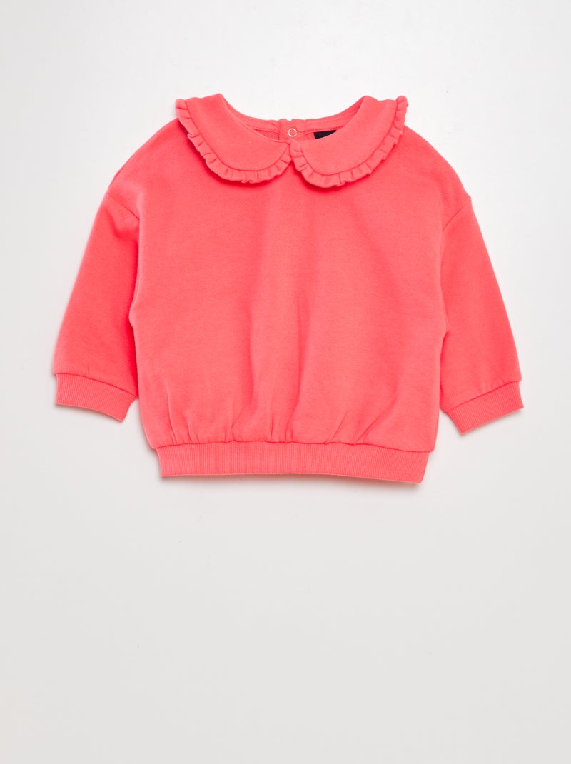 Sweatshirt em algodão com gola claudine ROSA - Kiabi