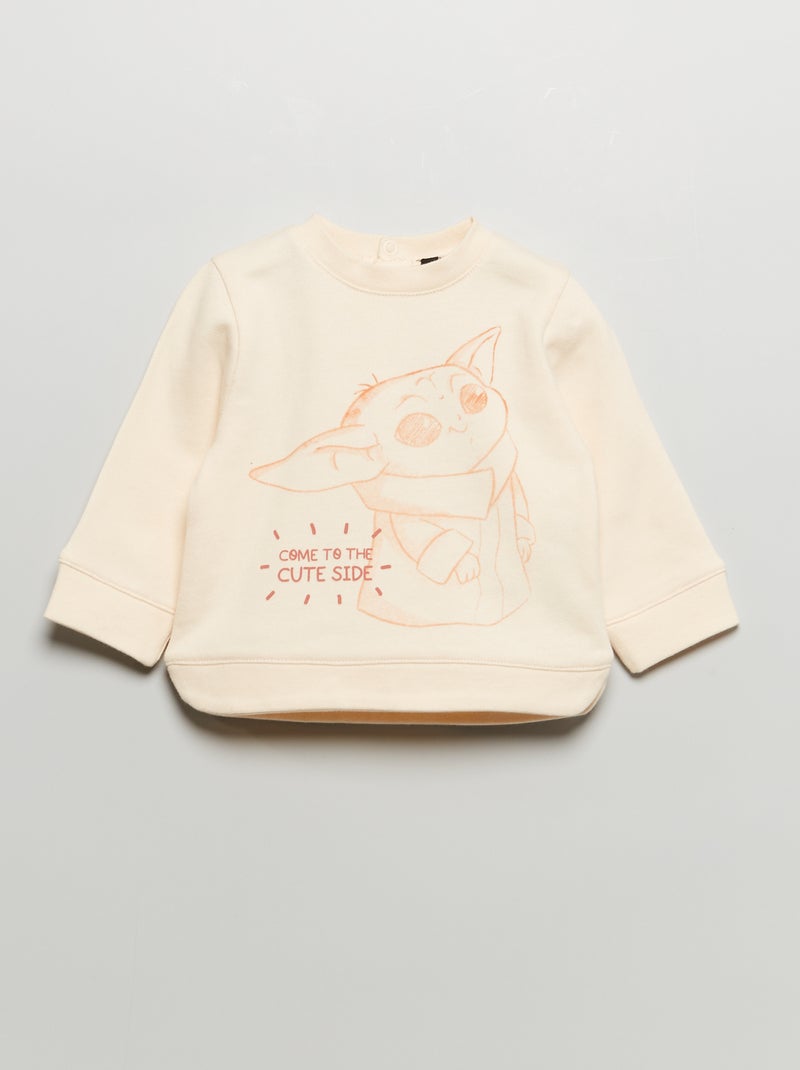 Sweatshirt em french terry 'Baby Yoda' BRANCO - Kiabi