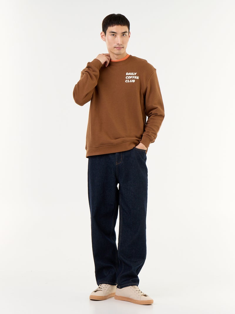 Sweatshirt em French Terry Castanho - Kiabi