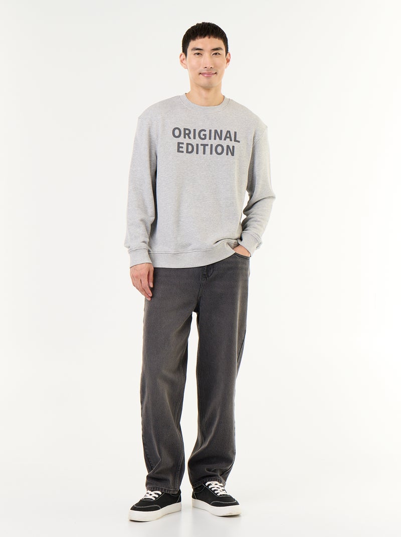 Sweatshirt em French Terry Cinza - Kiabi