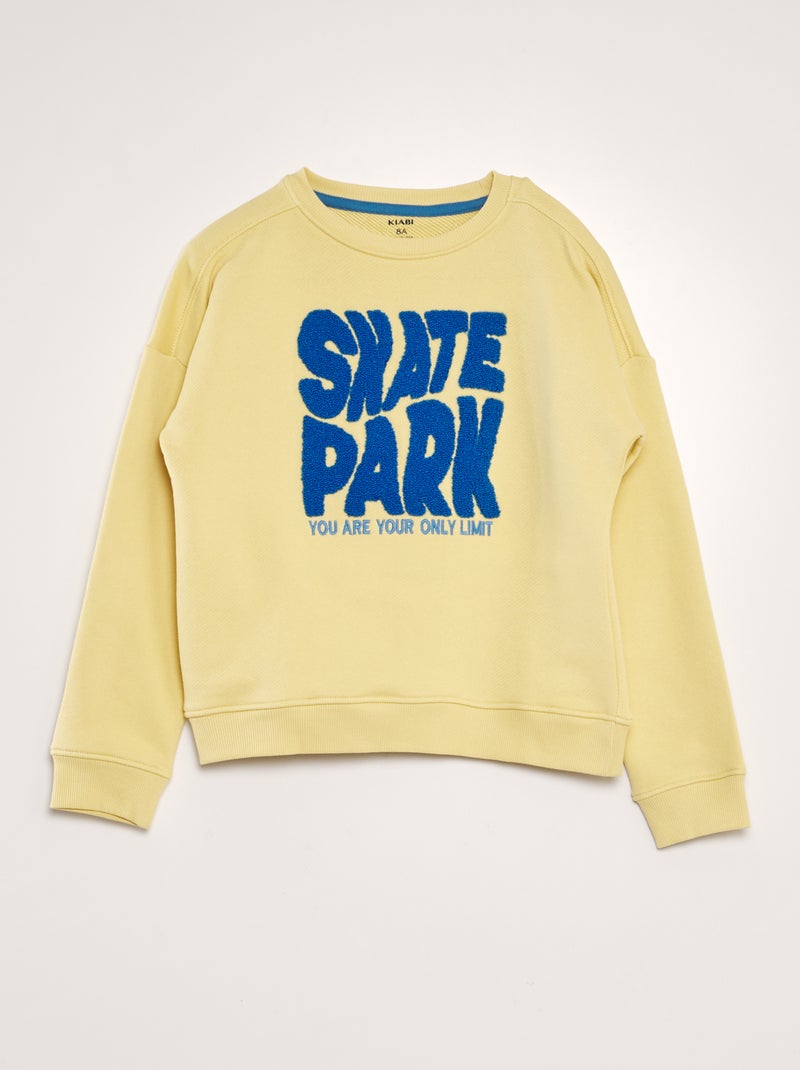 Sweatshirt em french terry com estampado borboto AMARELO - Kiabi