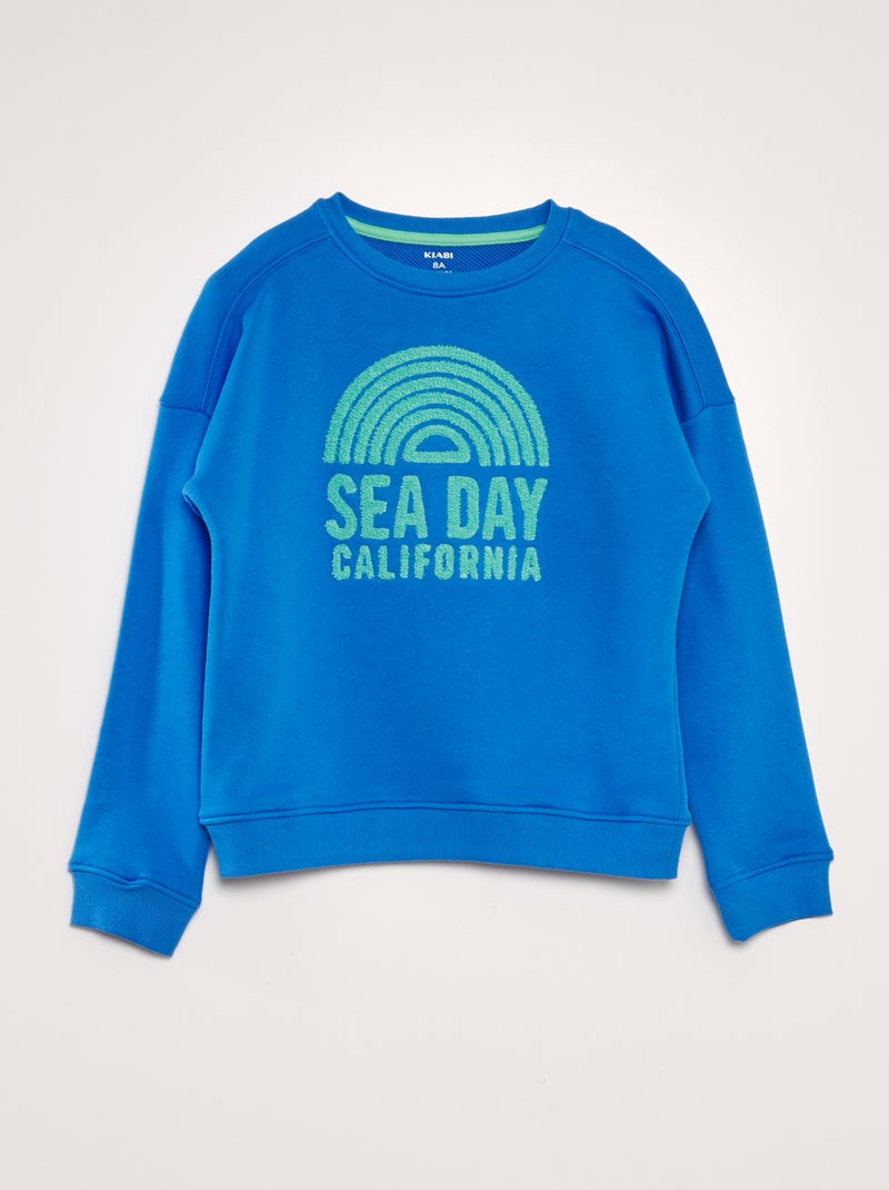 Sweatshirt em french terry com estampado borboto AZUL - Kiabi