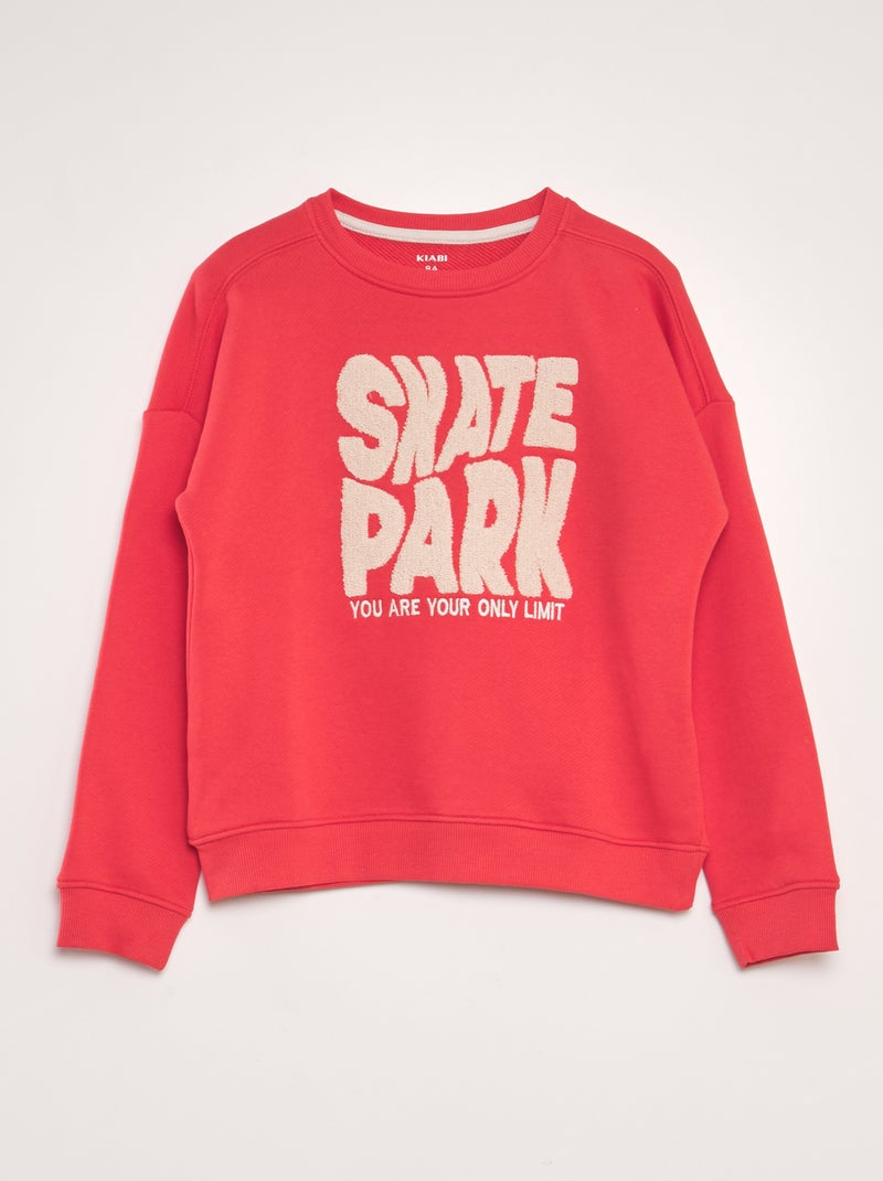 Sweatshirt em french terry com estampado borboto VERMELHO - Kiabi
