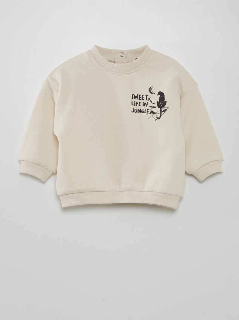 Sweatshirt em French Terry com inscrição BEGE - Kiabi