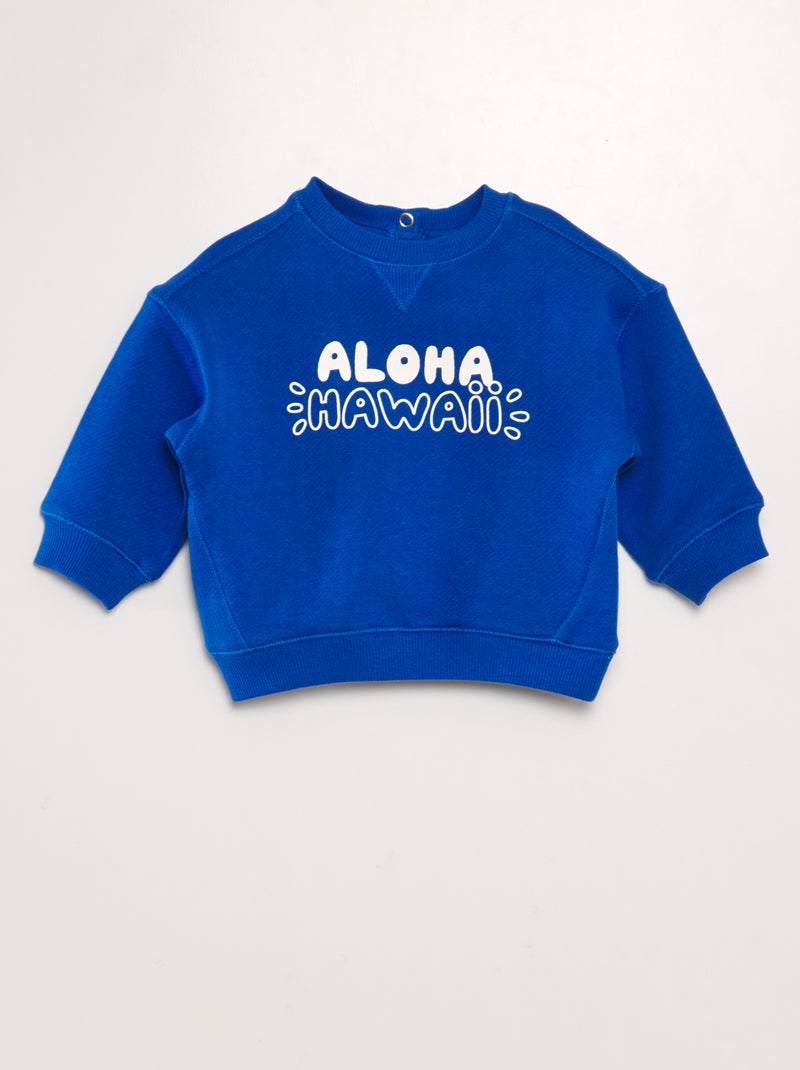 Sweatshirt em french terry com mensagem AZUL - Kiabi