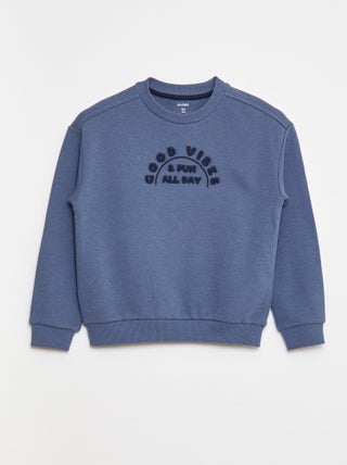 Sweatshirt em french terry com mensagem bordada