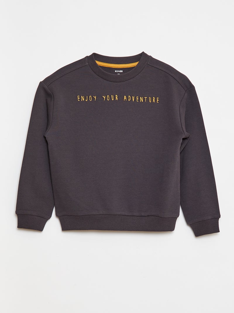 Sweatshirt em french terry com mensagem bordada Cinza - Kiabi