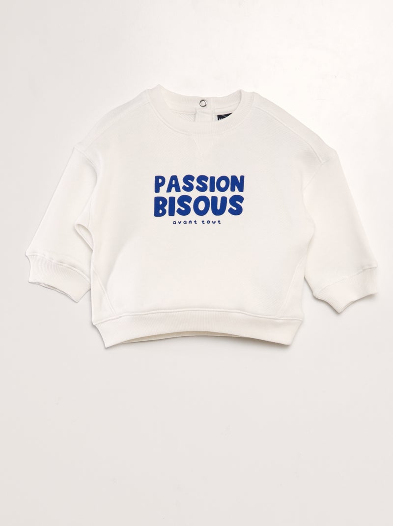 Sweatshirt em french terry com mensagem BRANCO - Kiabi