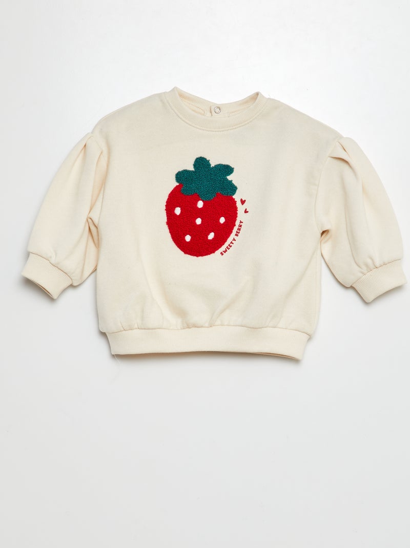Sweatshirt em french terry com motivo bordado BRANCO - Kiabi