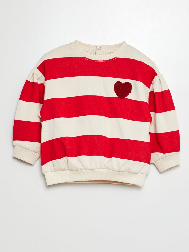 Sweatshirt em french terry com motivo bordado VERMELHO - Kiabi