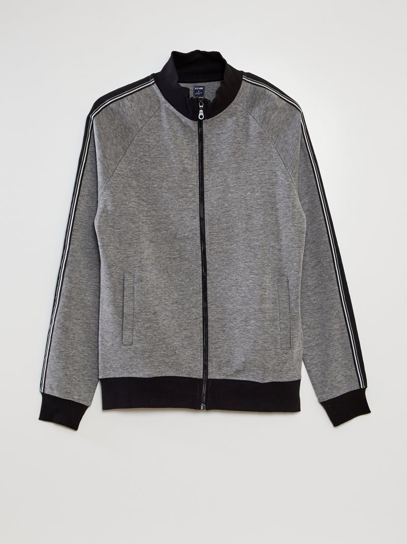 Sweatshirt em interlock com viés contrastante CINZA - Kiabi