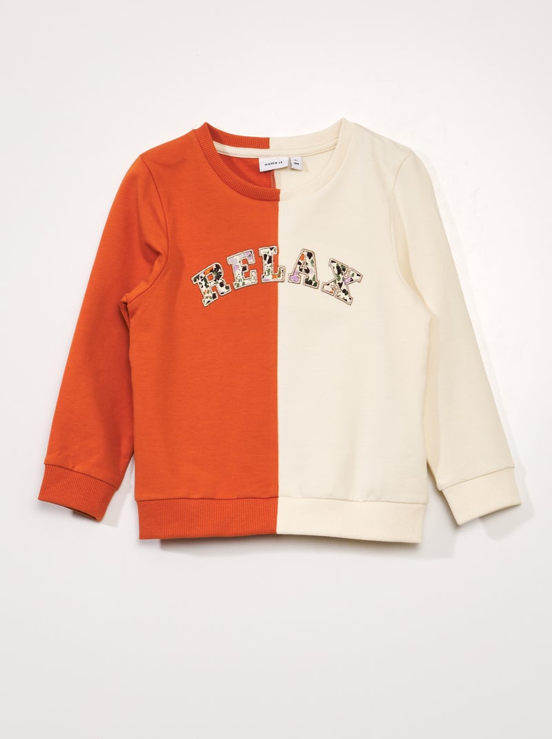Sweatshirt em jersey bicolor BEGE - Kiabi