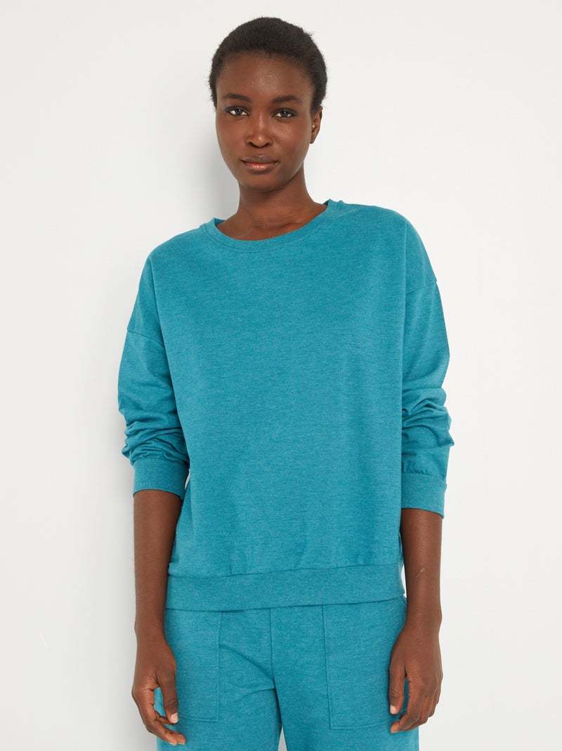 Sweatshirt em jersey de manga comprida Azul - Kiabi