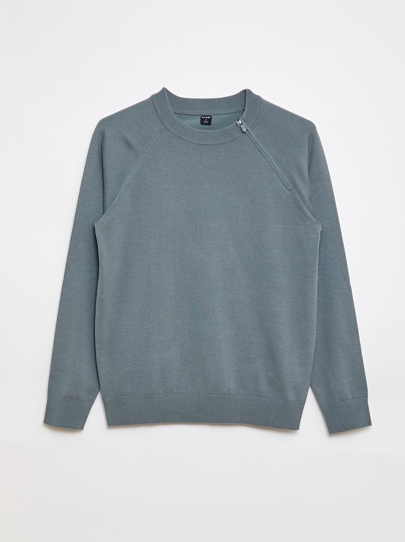 Sweatshirt em malha - Fácil de Vestir Azul - Kiabi