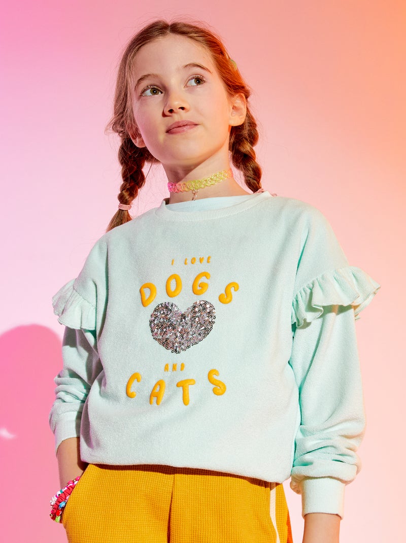 Sweatshirt em malha borboto AZUL - Kiabi