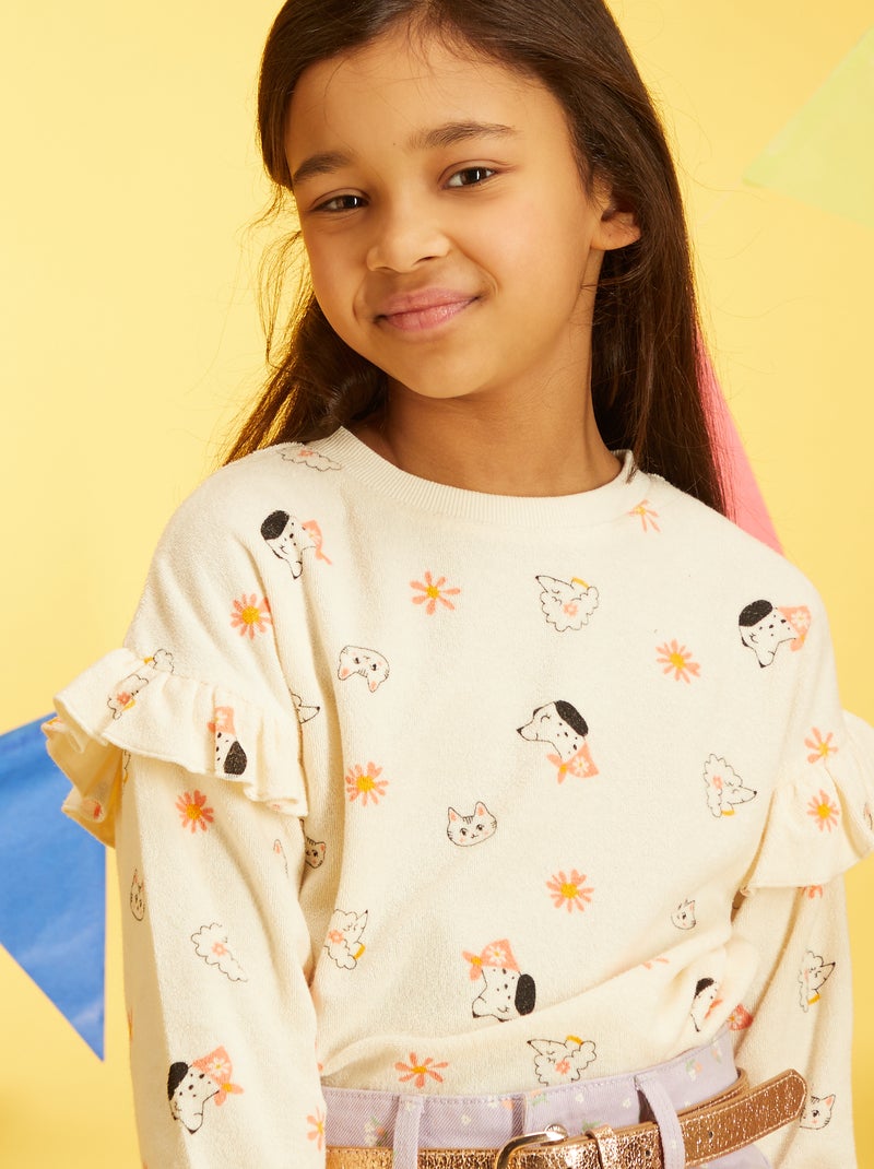 Sweatshirt em malha borboto BRANCO - Kiabi