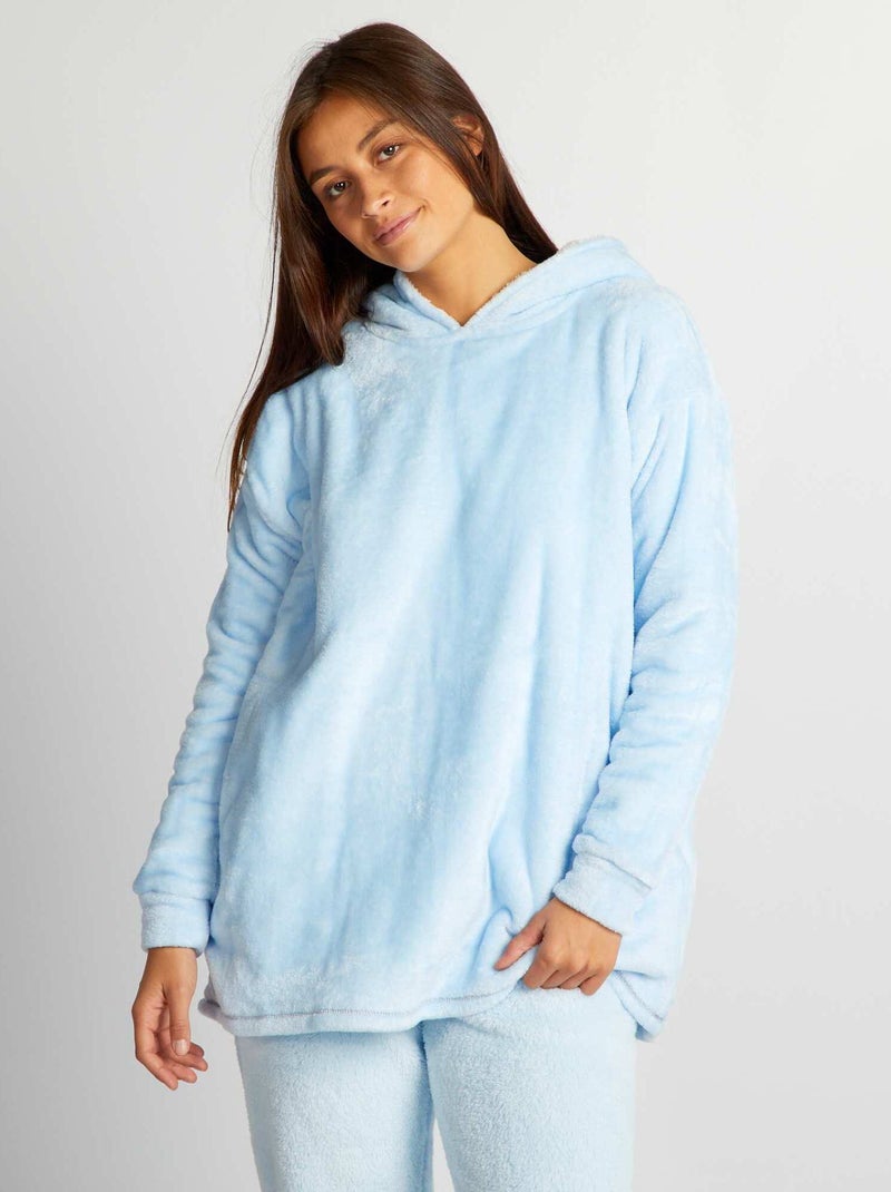 Sweatshirt em malha de peluche AZUL - Kiabi