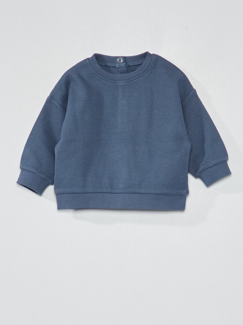Sweatshirt em malha gofrada AZUL - Kiabi