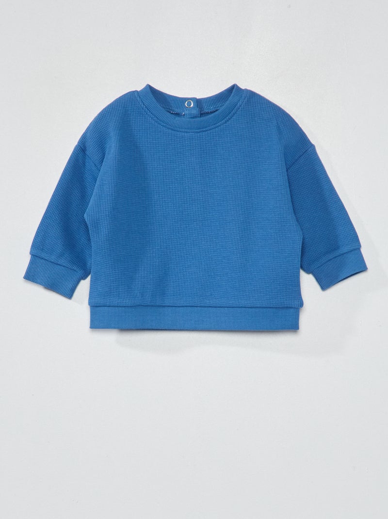 Sweatshirt em malha gofrada AZUL - Kiabi