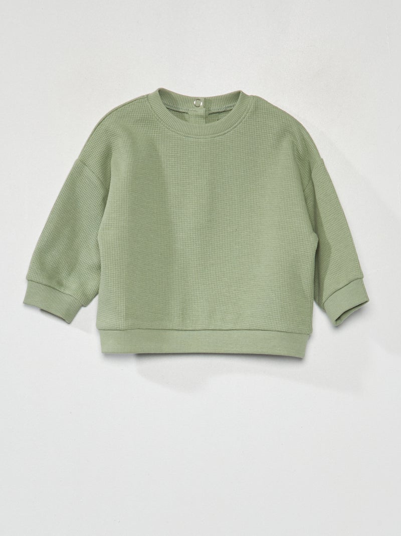 Sweatshirt em malha gofrada VERDE - Kiabi
