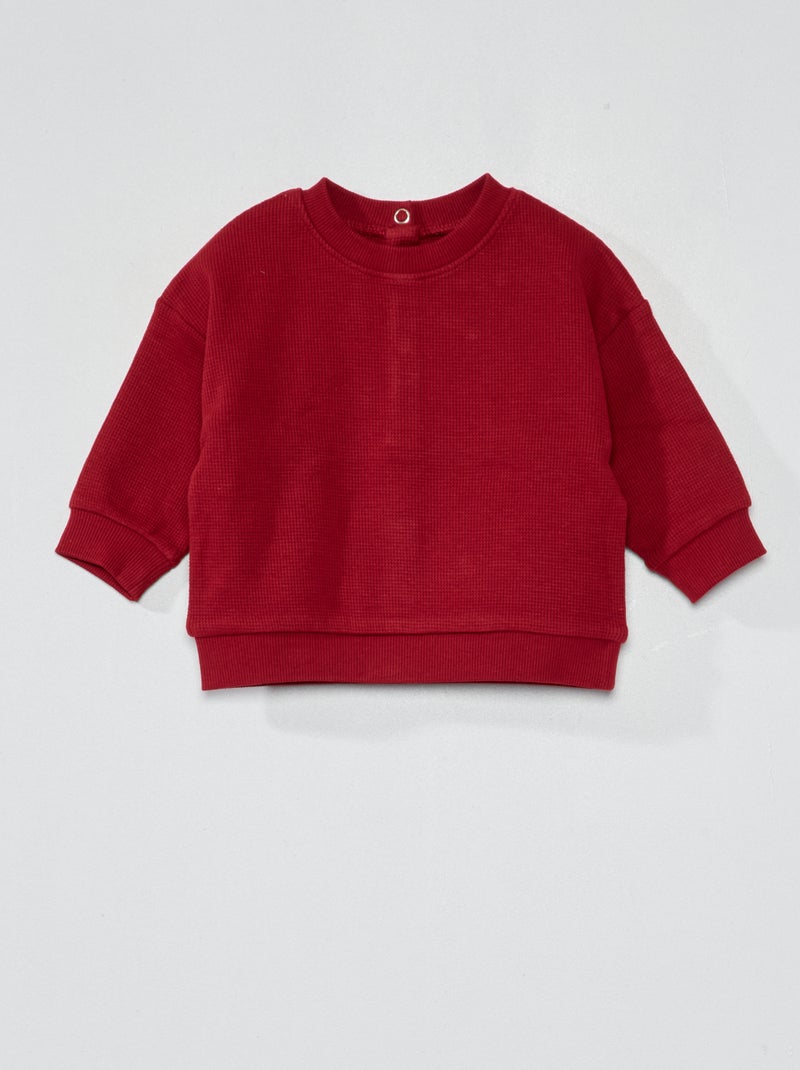 Sweatshirt em malha gofrada VERMELHO - Kiabi