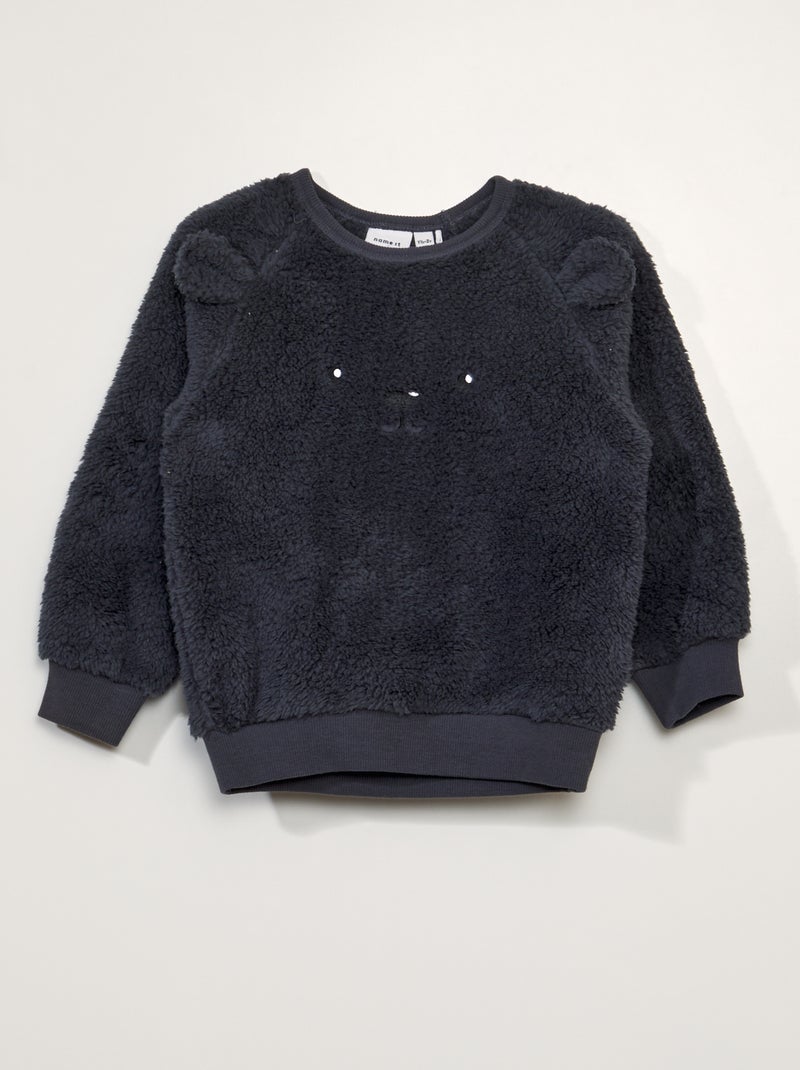 Sweatshirt em malha peluche AZUL - Kiabi