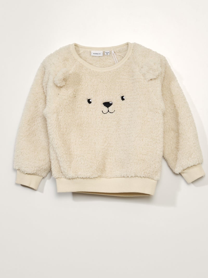 Sweatshirt em malha peluche BEGE - Kiabi