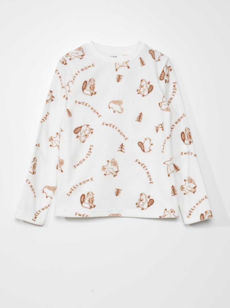 Sweatshirt em malha polar BEGE - Kiabi