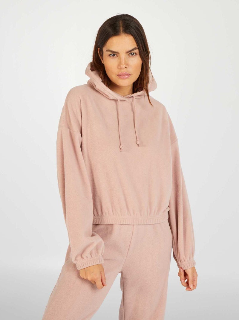 Sweatshirt em malha polar com capuz CINZA - Kiabi