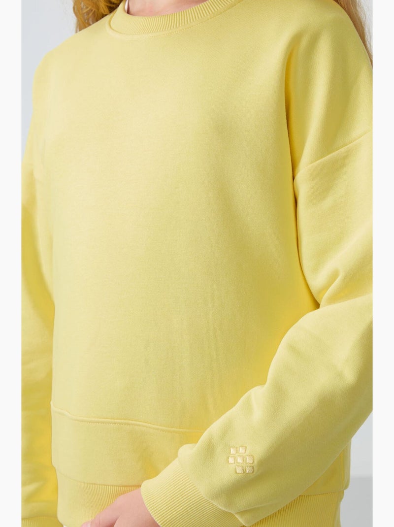 Sweatshirt em mistura de algodão tommy Amarelo-limão - Kiabi