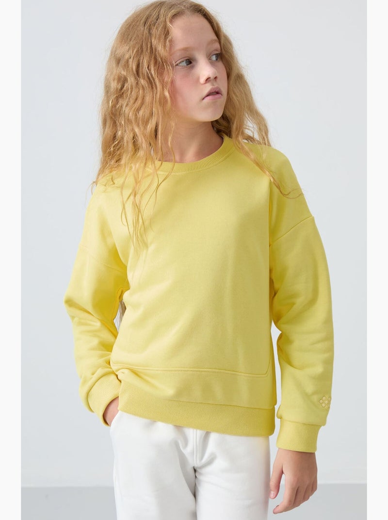 Sweatshirt em mistura de algodão tommy Amarelo-limão - Kiabi
