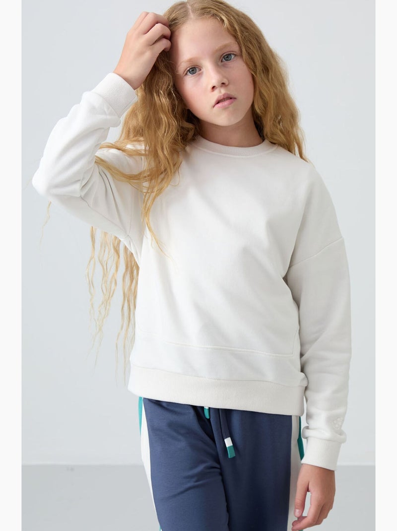 Sweatshirt em mistura de algodão tommy Branco sujo - Kiabi