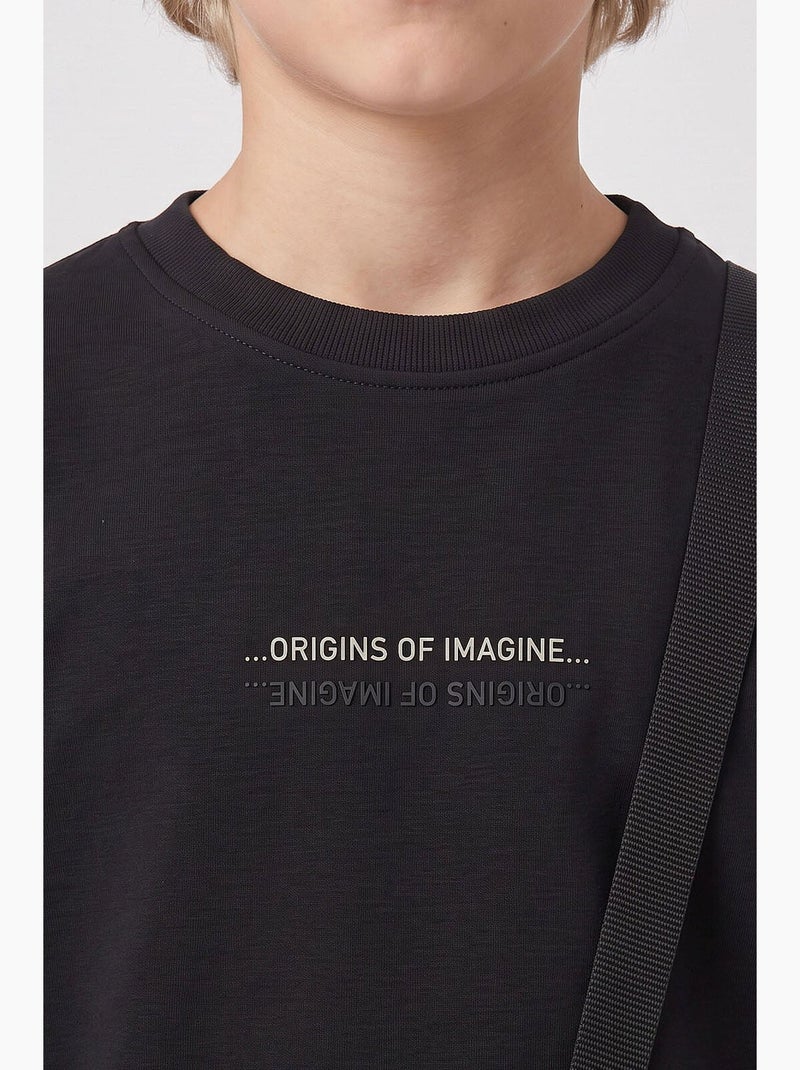 Sweatshirt em mistura de algodão tommy Preto - Kiabi