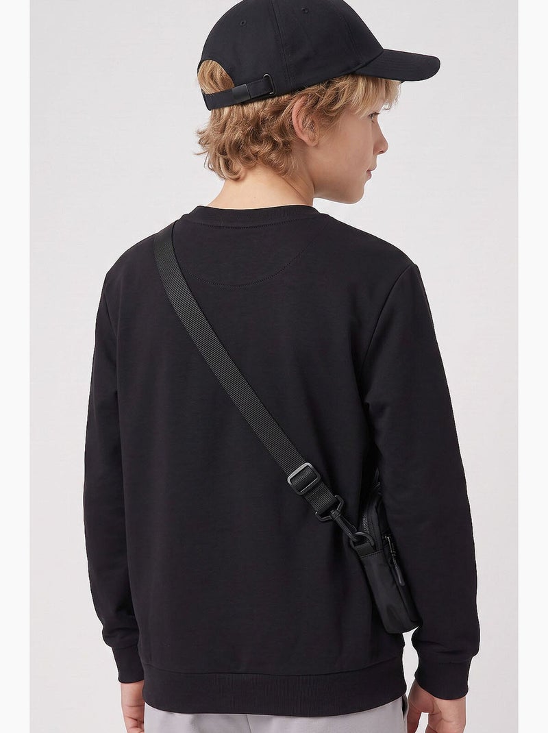 Sweatshirt em mistura de algodão tommy Preto - Kiabi