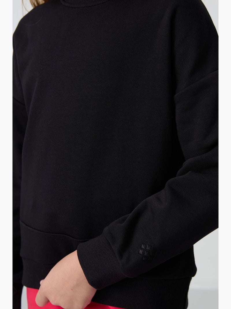 Sweatshirt em mistura de algodão tommy Preto - Kiabi