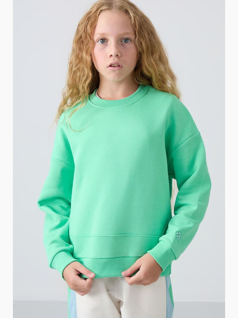 Sweatshirt em mistura de algodão tommy Verde menta - Kiabi