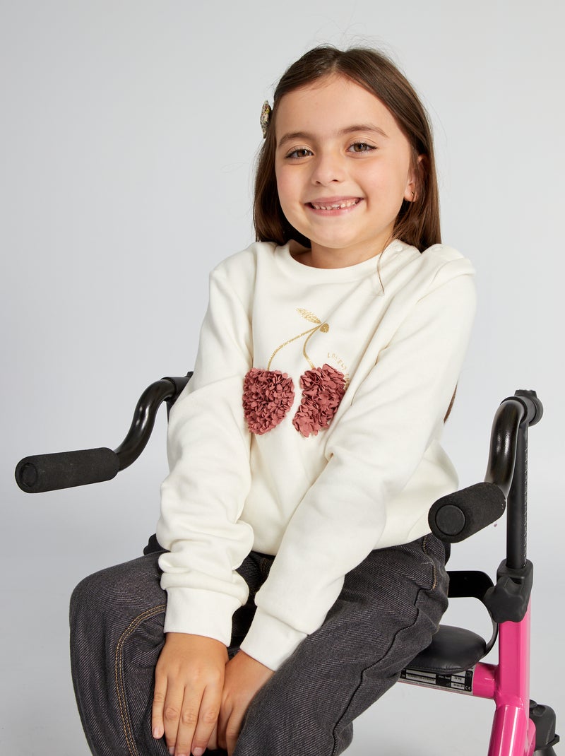Sweatshirt em moletão - Fácil de vestir BRANCO - Kiabi