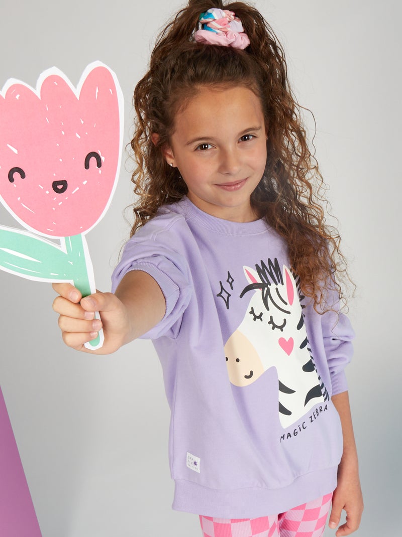 Sweatshirt em moletão - 'Graphik Edition' VIOLETA - Kiabi